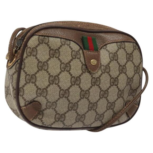 GUCCI GG Supreme Web Sherry Line Bag Pvc Beige Gold 156 02 066 - Picture 1 of 16
